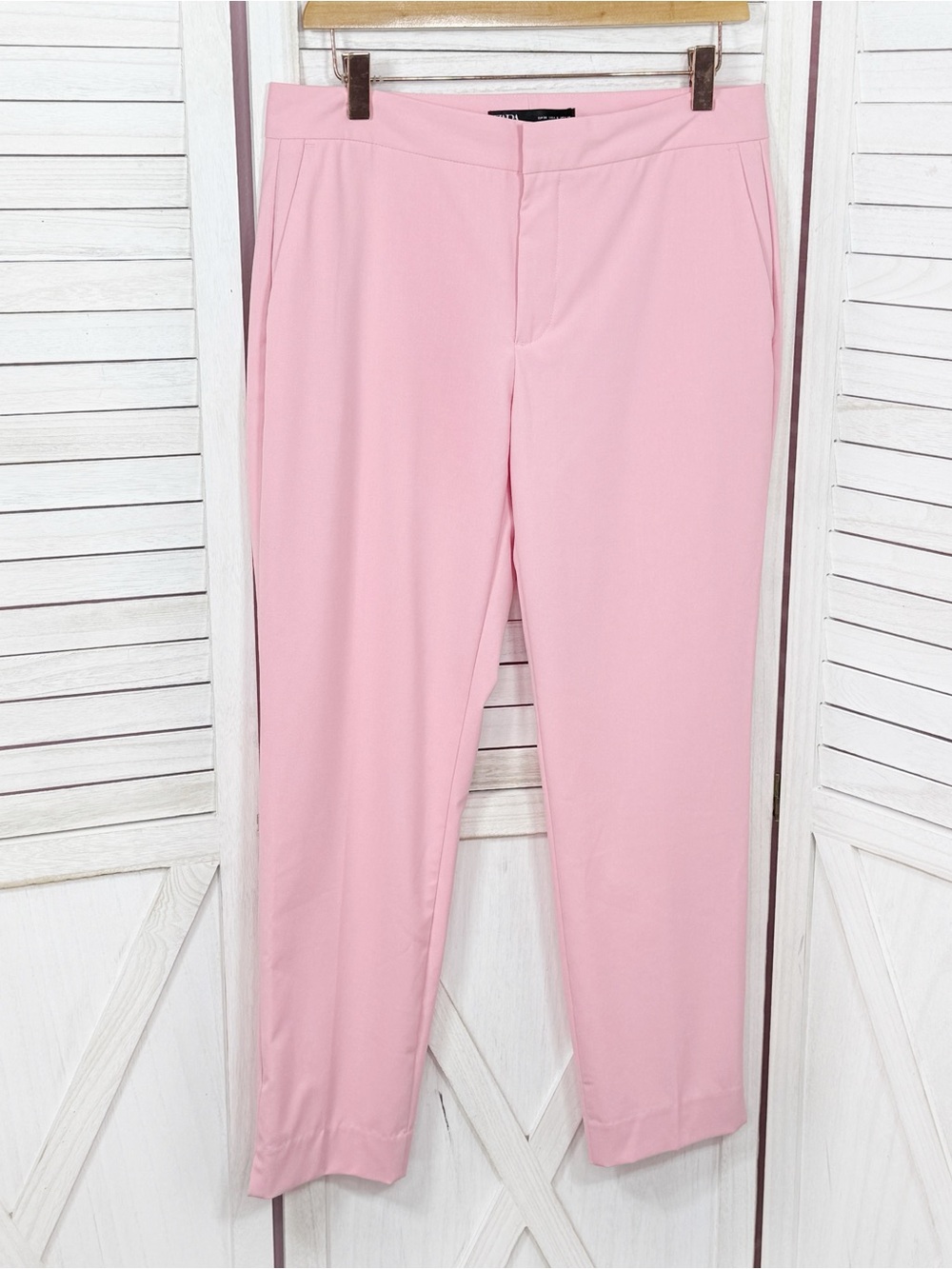 Zara Mid Rise Crop Ankle Trouser Dress Pants Pink Size 6 Office Career Chino